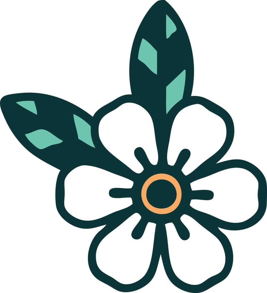 iconic tattoo style image of a flower vector
