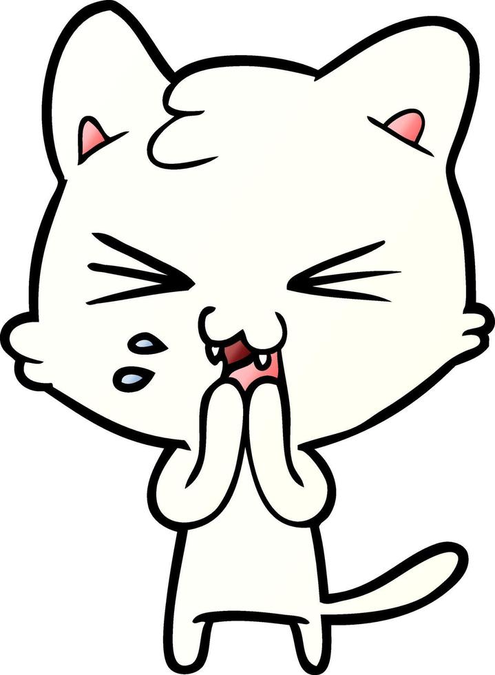 cartoon cat hissing vector