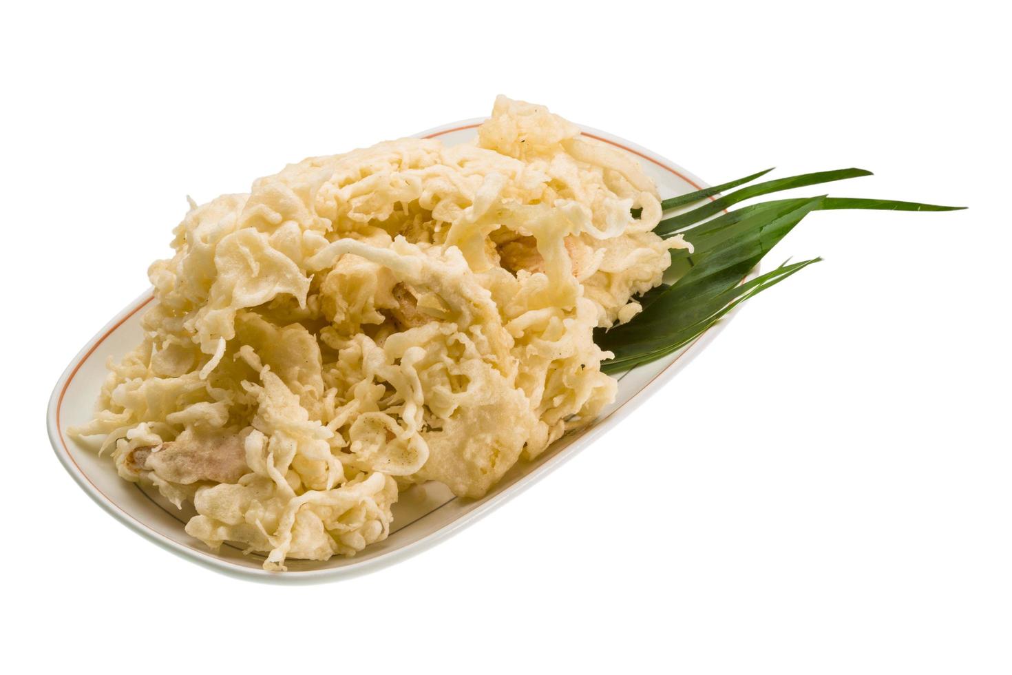 Prawn tempura on the plate and white background photo