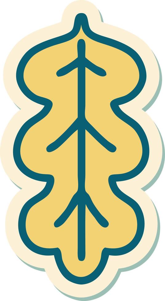 sticker of tattoo in traditional style of leaf vector