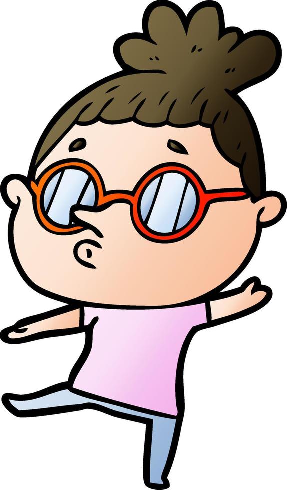 cartoon woman wearing glasses vector