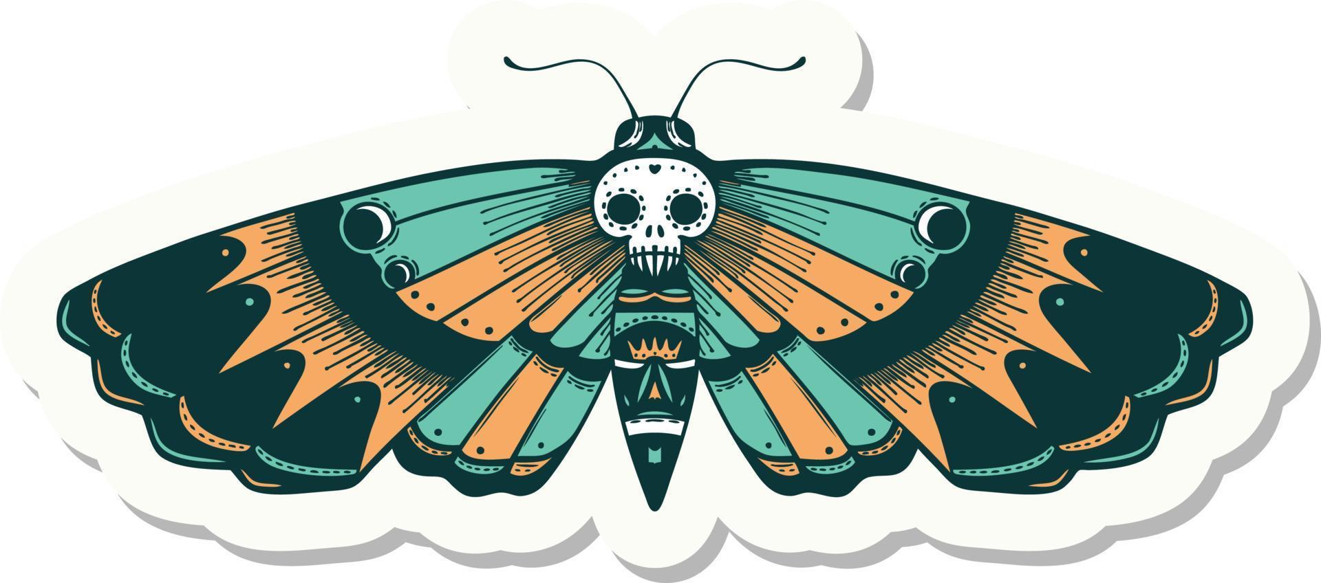 sticker of tattoo in traditional style of a deaths head moth vector