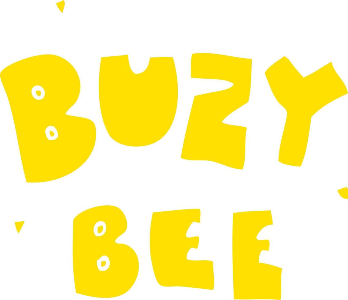 flat color illustration of buzy bee text symbol vector