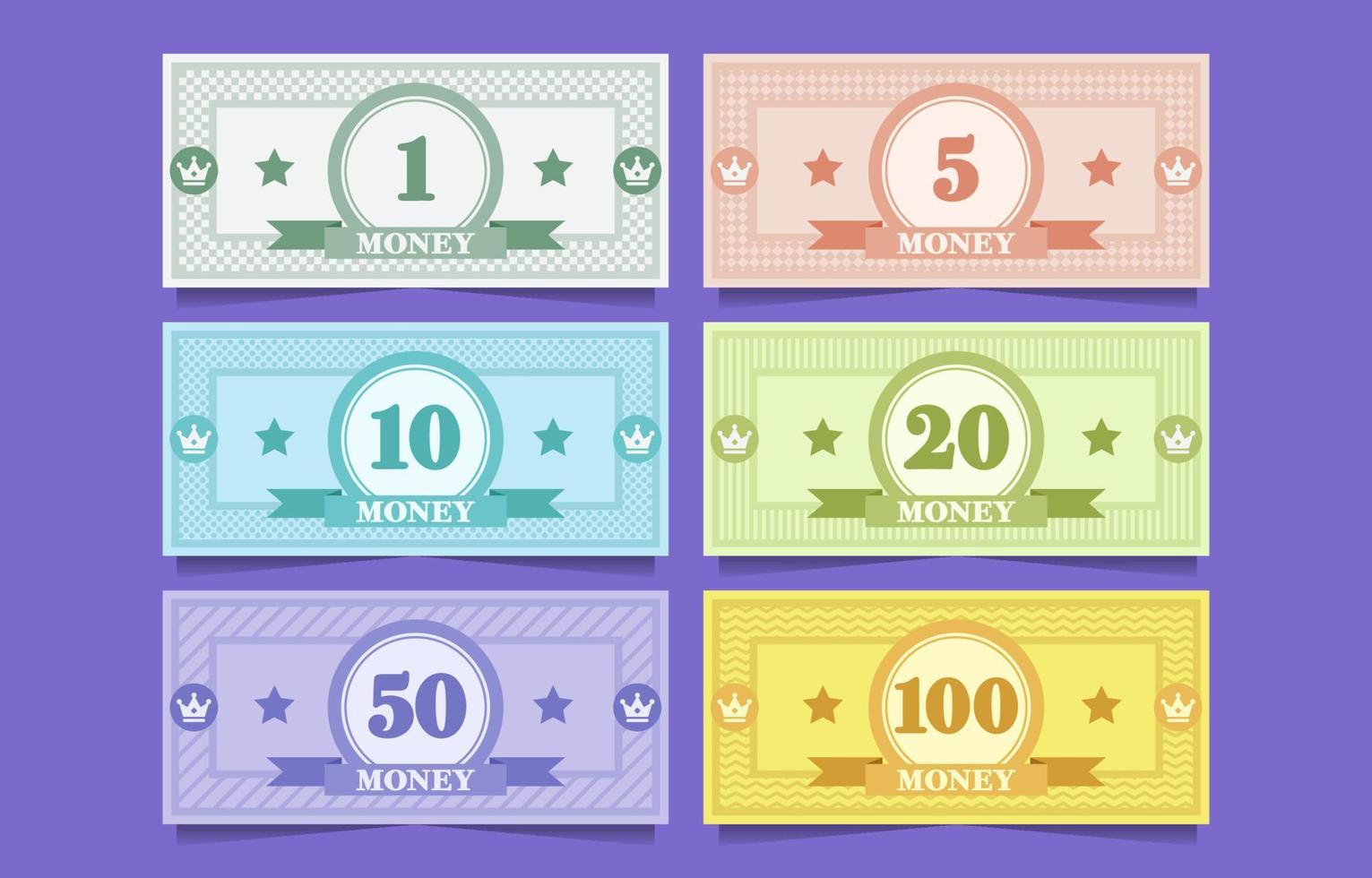 Set of Fake Paper Money for Board Games vector