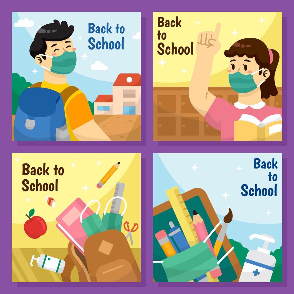 Back to School Social Media Posts vector