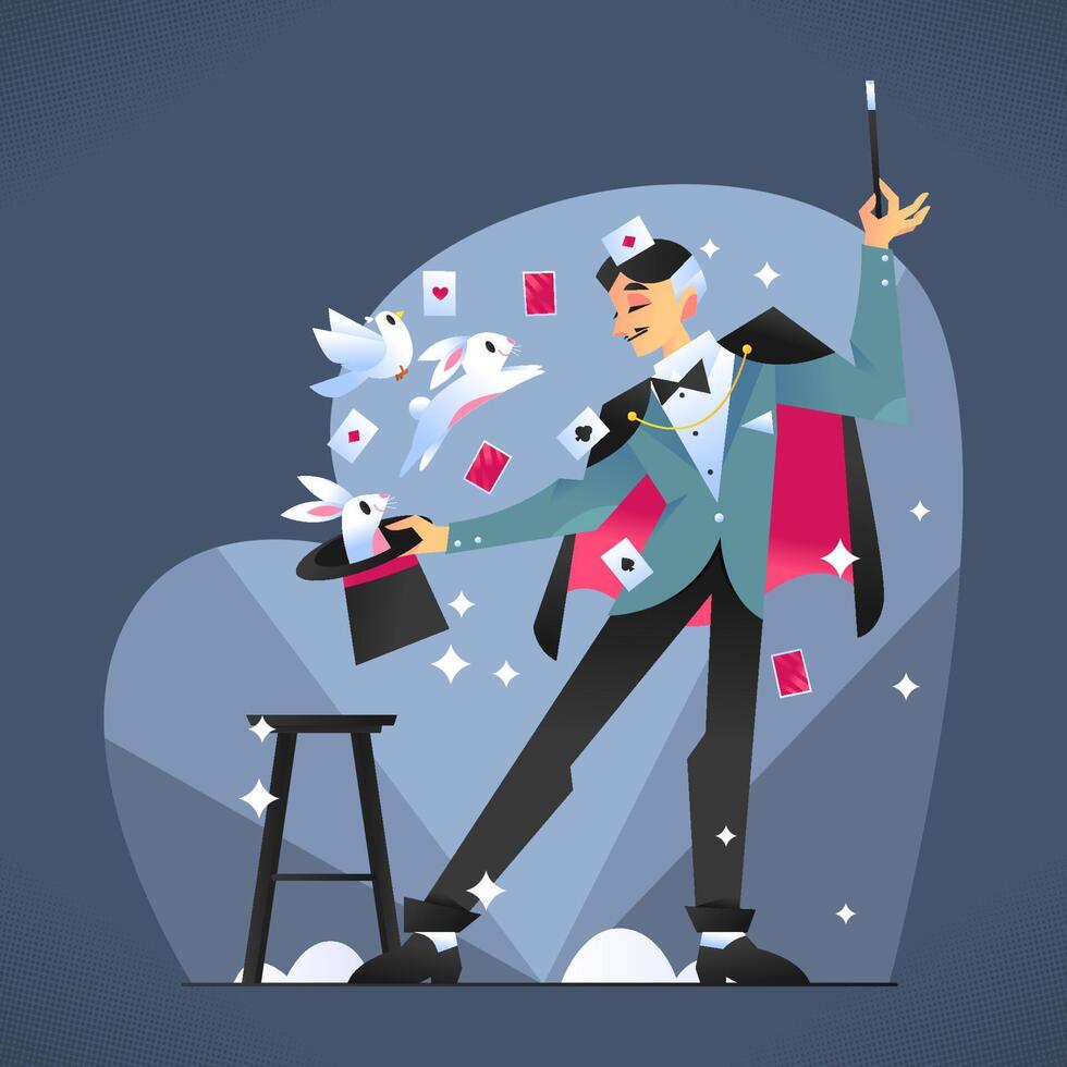 A Magician Performing Amazing Tricks vector