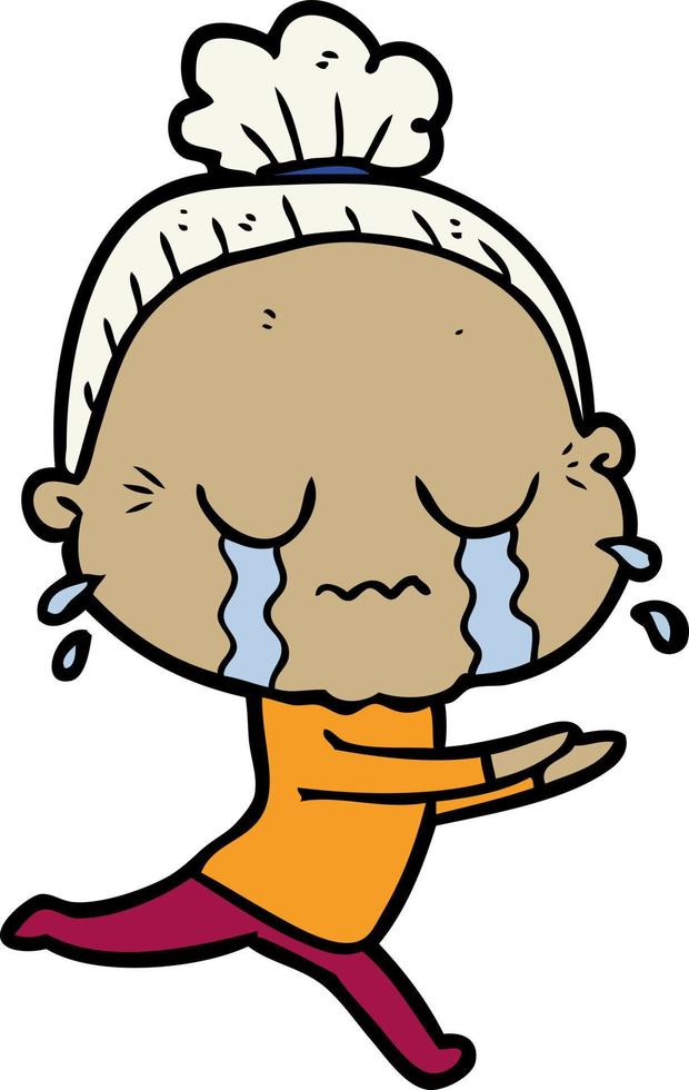 cartoon crying old lady vector