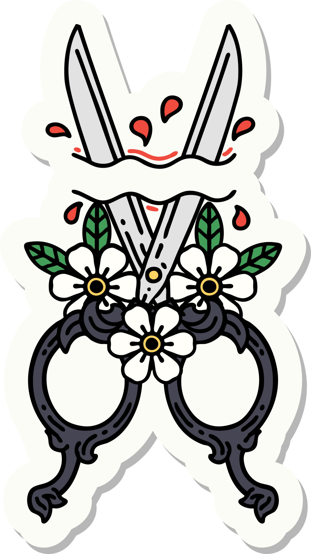 Tattoo style icon a barber scissors and flowers Vector Image