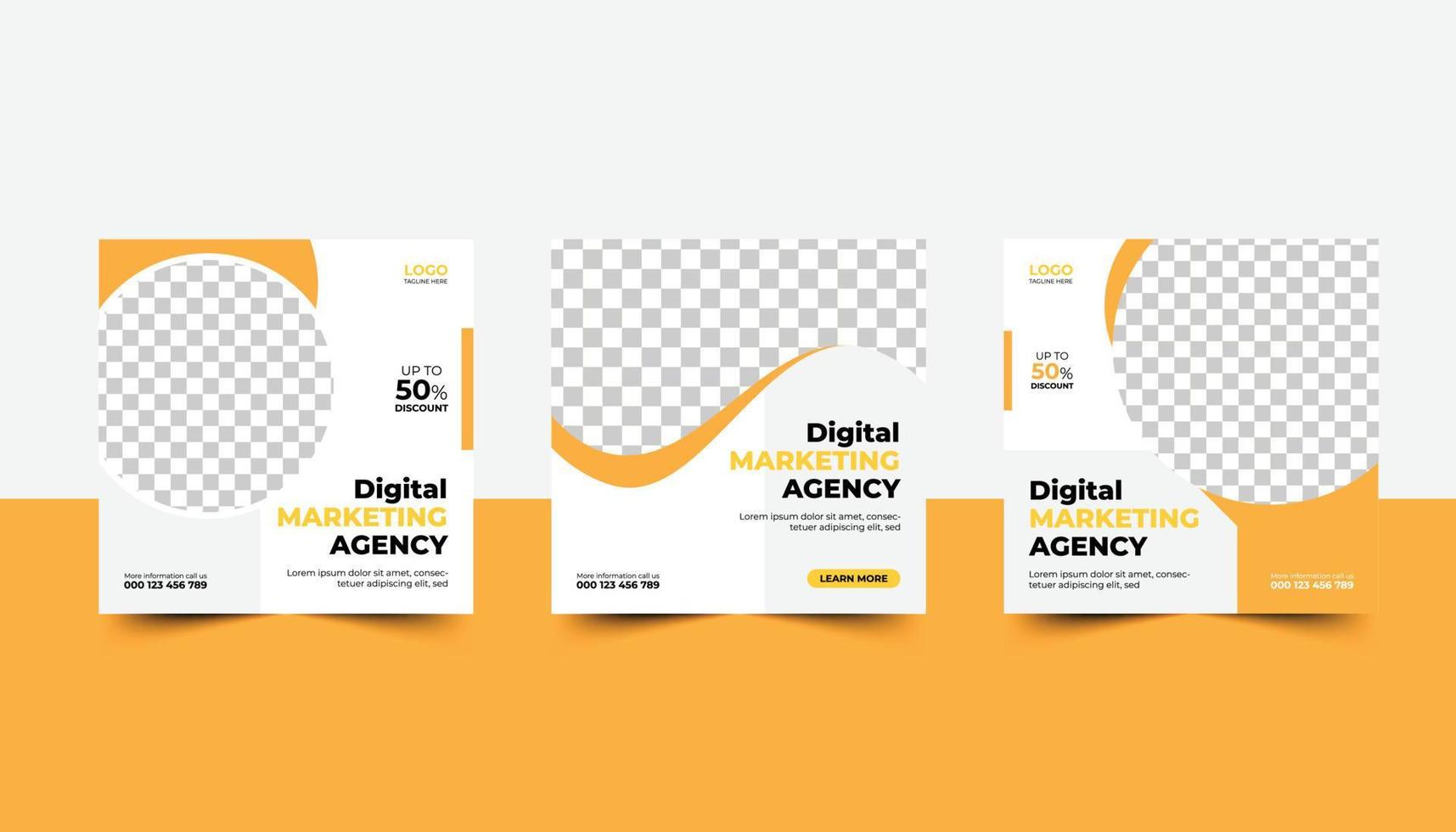 Set of Digital marketing social media post and corporate web banner template vector