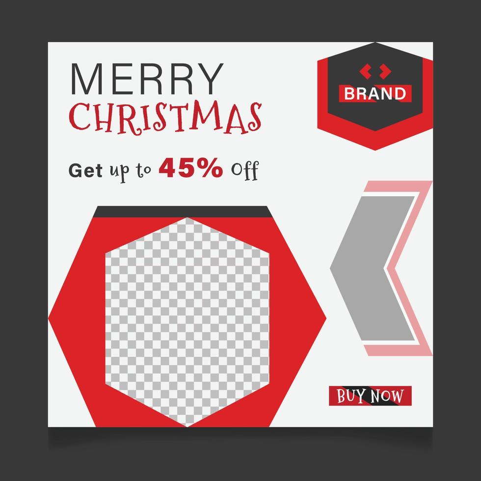 Merry christmas social media post template design and winter festival sale promotion banner vector