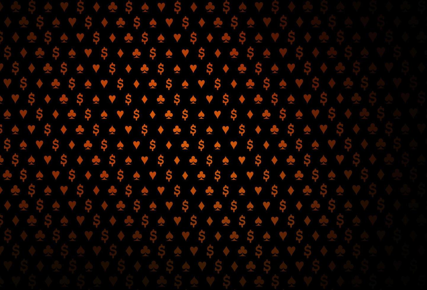 Dark orange vector template with poker symbols.