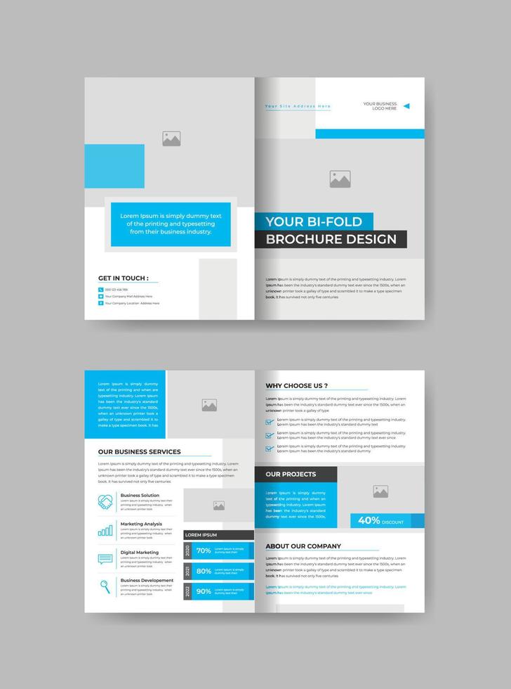modern bi-fold brochure design with minimal and abstract shapes , corporate A4 business bifold brochure design for your agency vector