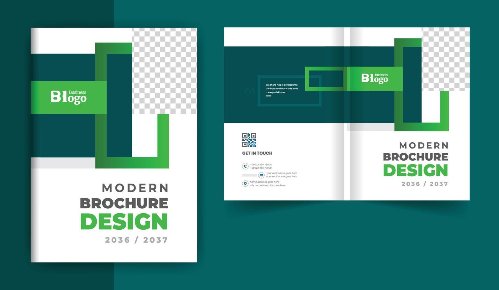 plantilla de diseño de doble pliegue de portada de folleto comercial abstracto vector
