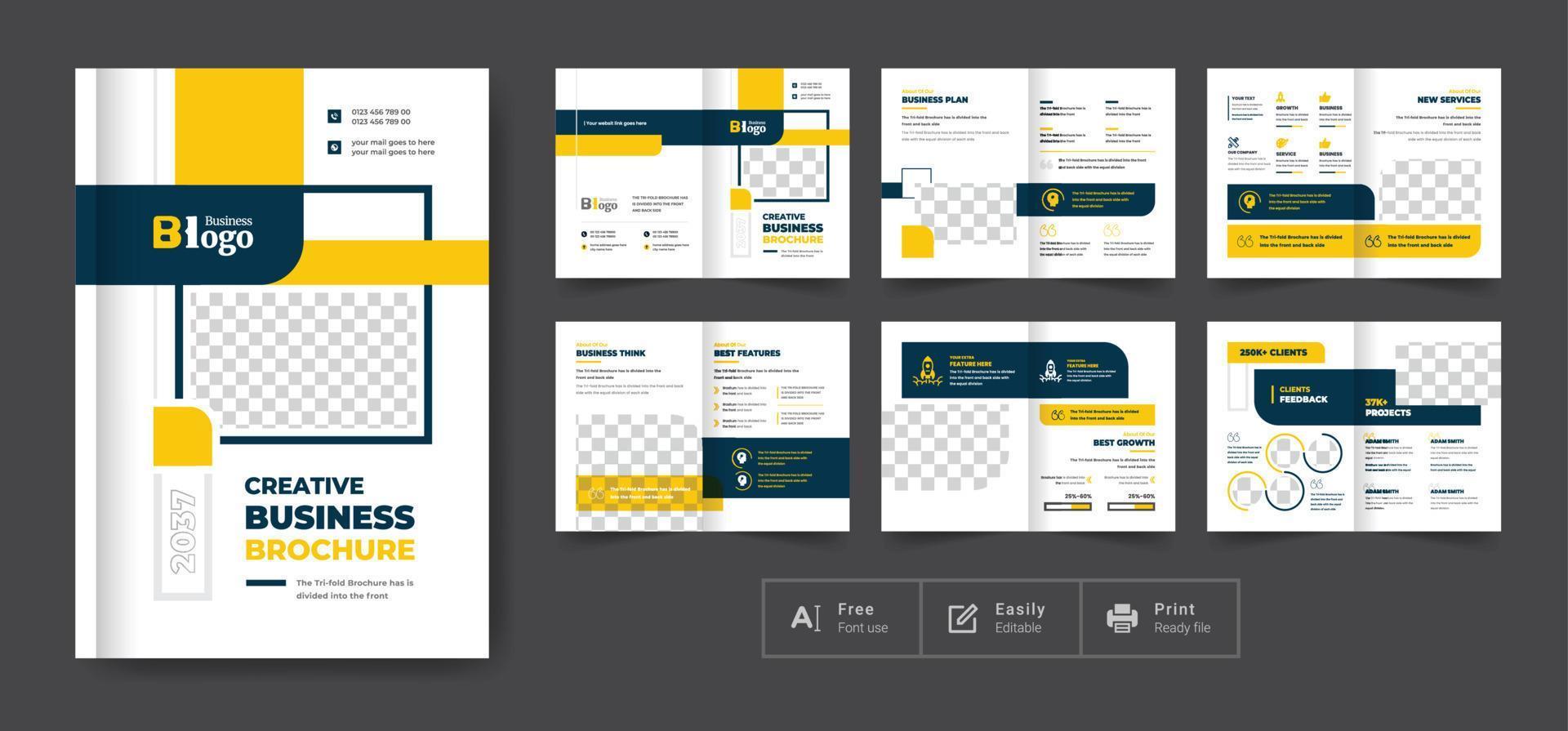 16 pages business brochure design template vector