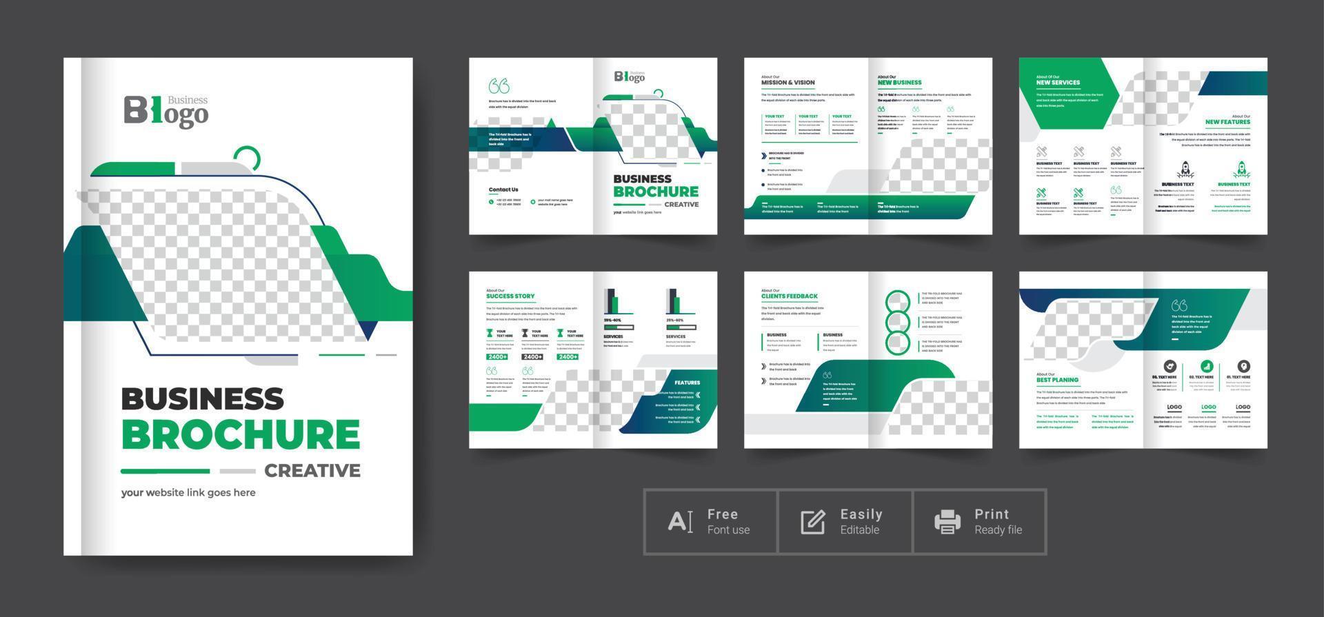 16 pages business brochure design template vector