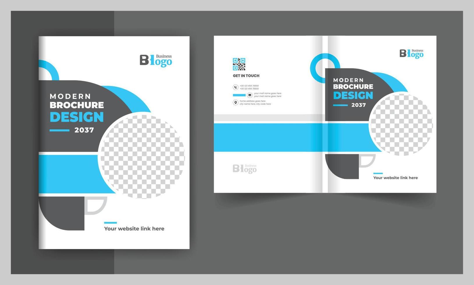 Modern business brochure cover design or bi fold template vector