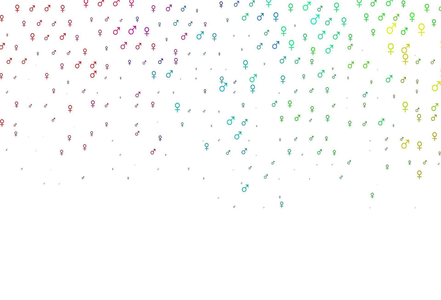 Light multicolor, rainbow vector template with man, woman symbols.