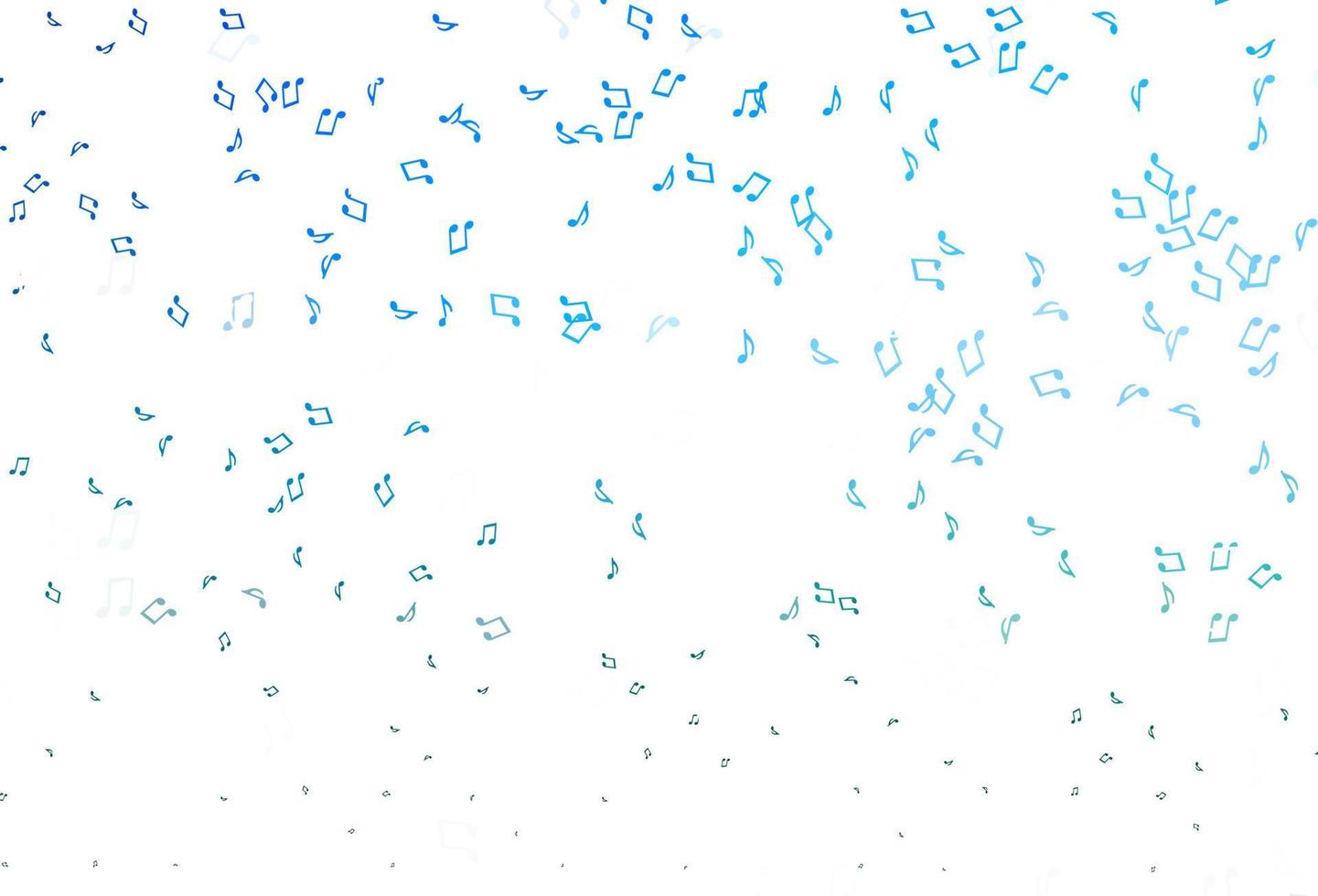 plantilla de vector azul claro, verde con símbolos musicales.