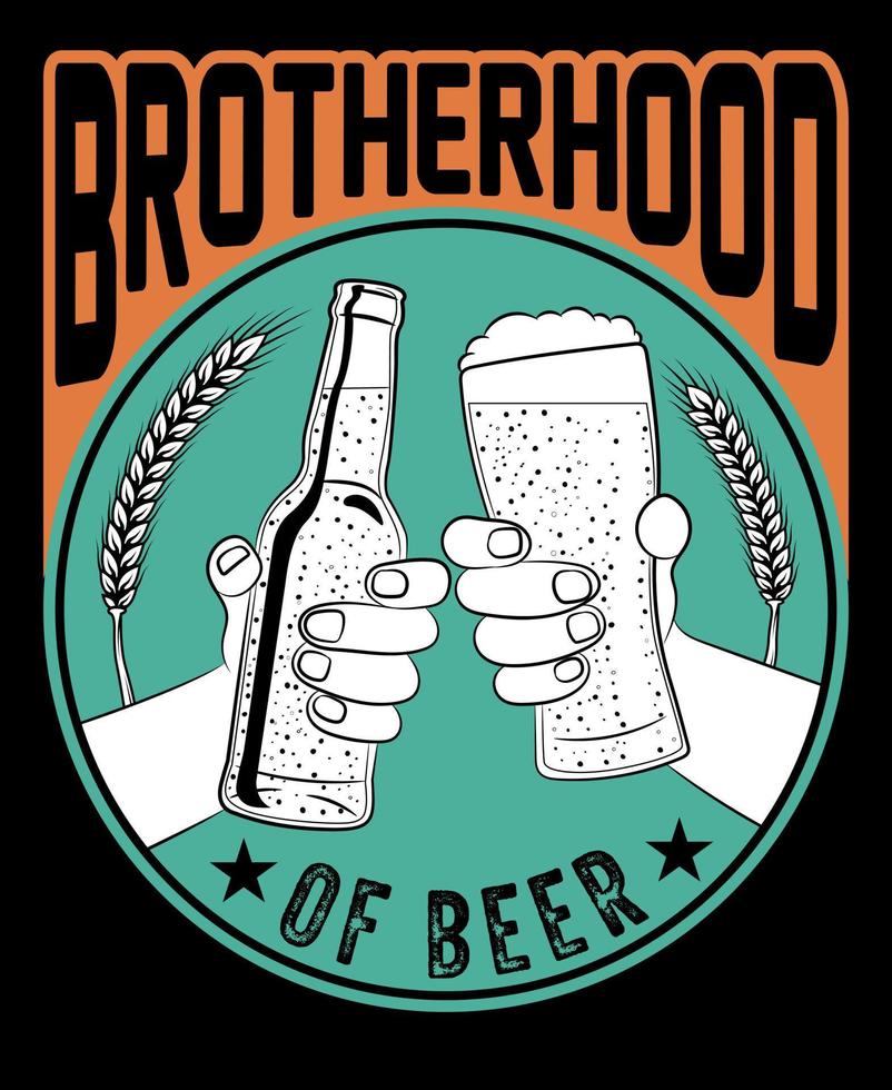 hermandad de cerveza, diseño de camiseta de cerveza, ilustración vectorial vector