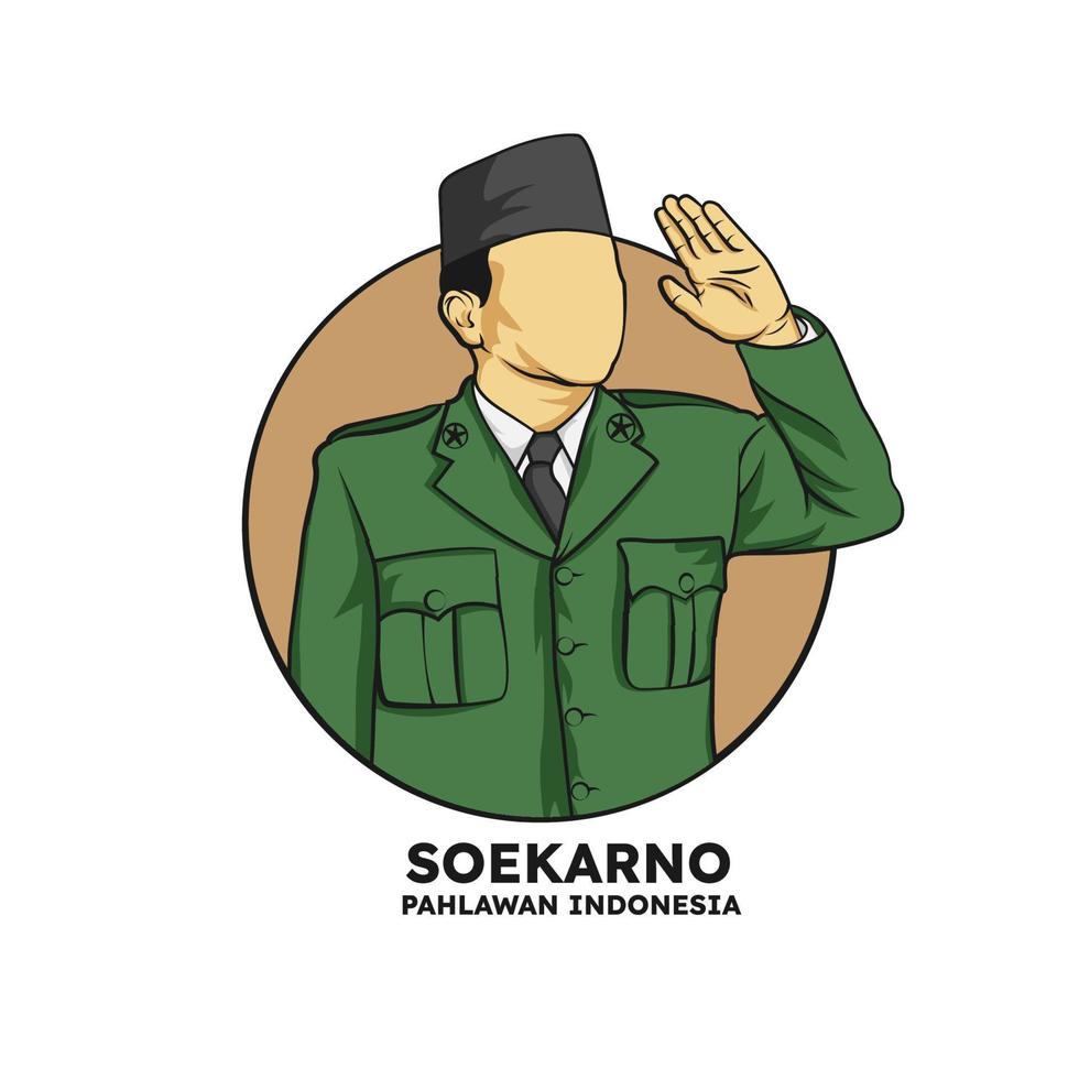 soekarno héroe nacional de indonesia vector