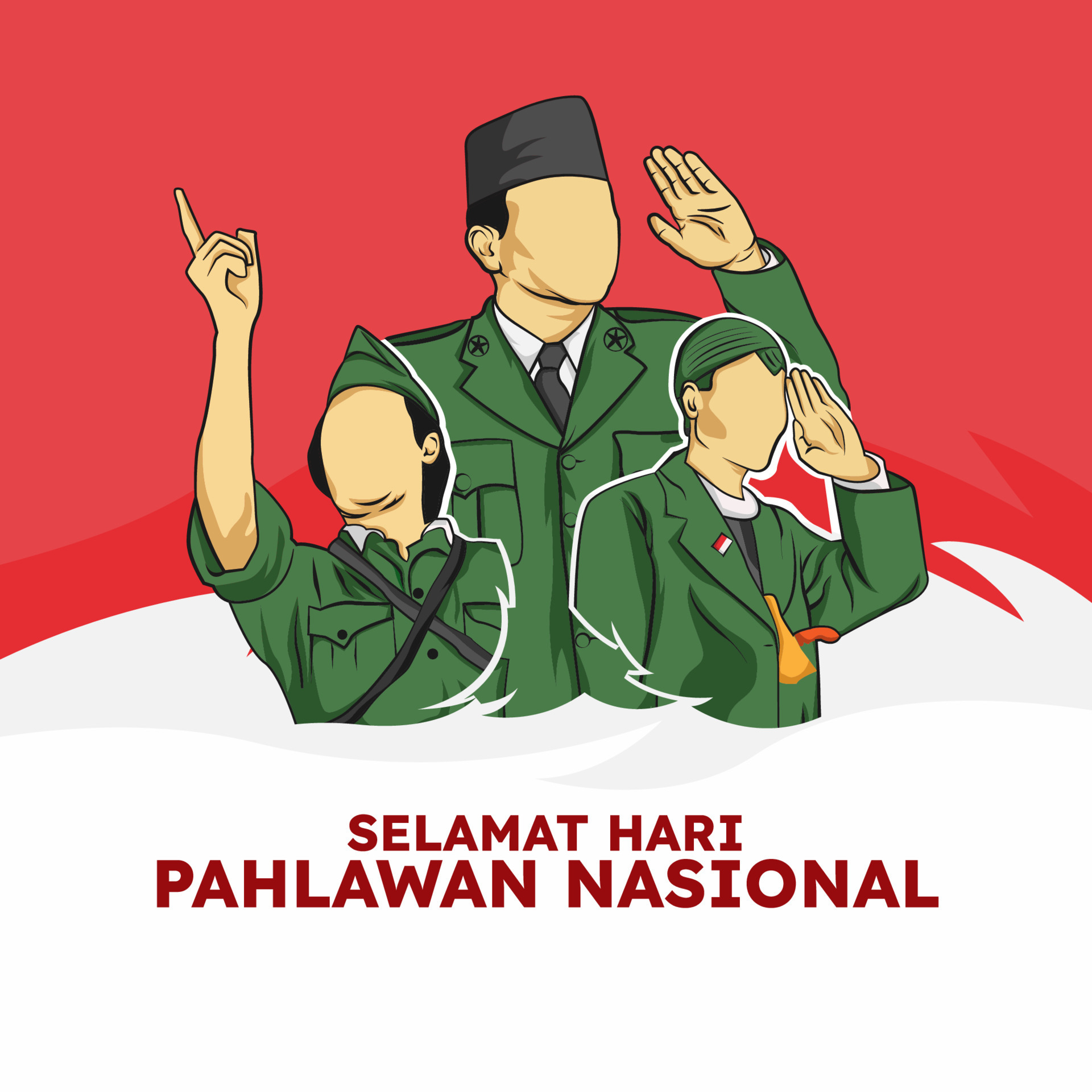 Selamat hari pahlawan Means Happy heroes national Indonesia day