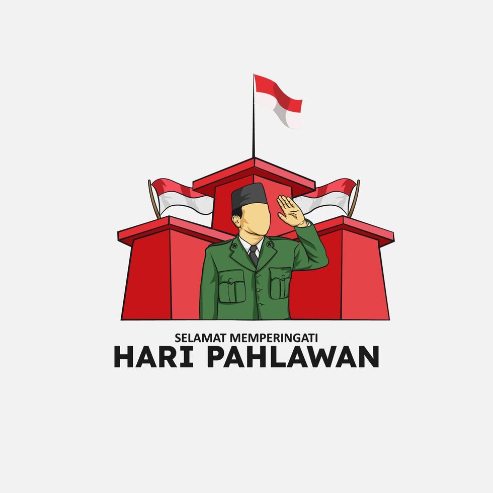 Selamat hari pahlawan Means Happy heroes national Indonesia day vector