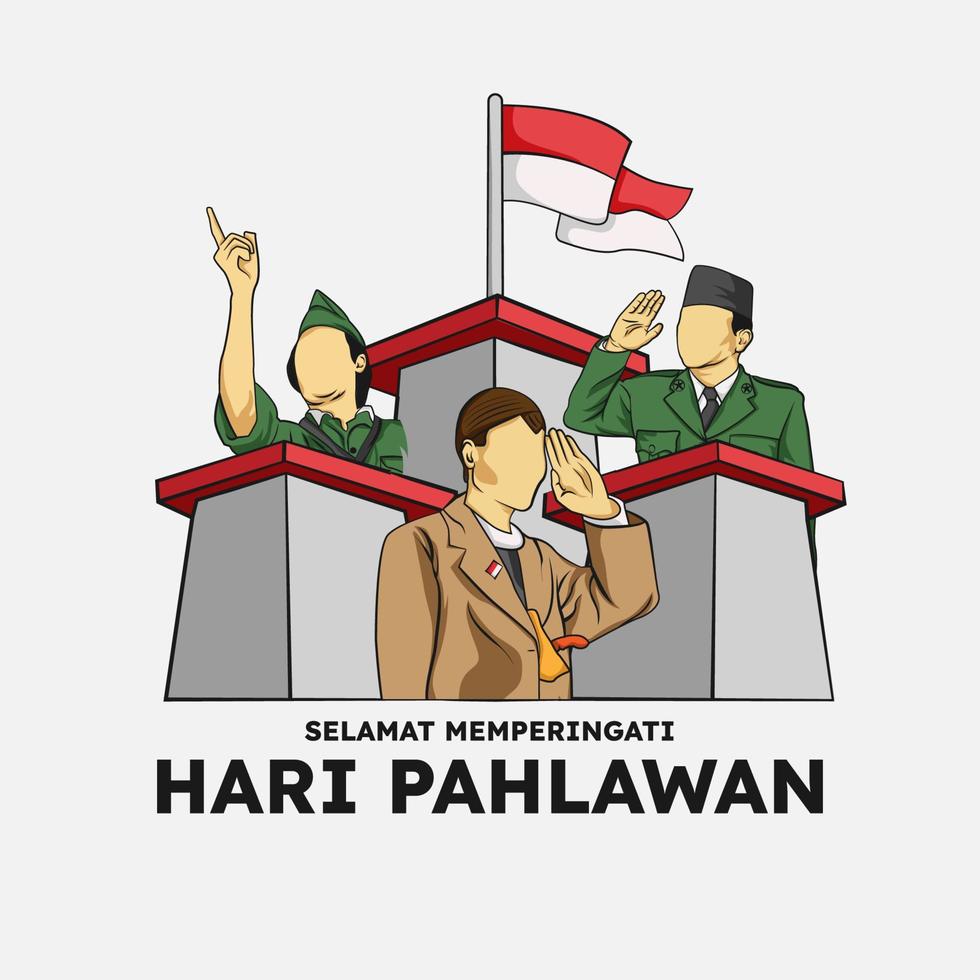 Selamat hari pahlawan Means Happy heroes national Indonesia day vector