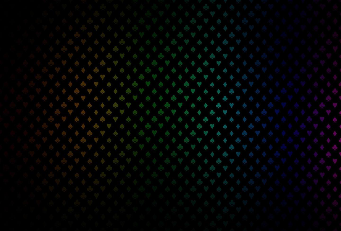 Dark multicolor, rainbow vector cover with symbols of gamble.