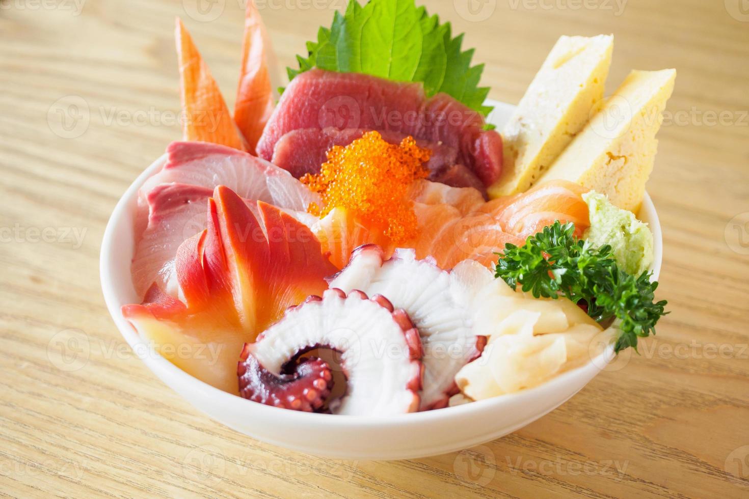 Sashimi Rice Bowl Chirashi Don Japanese food 12065416 Stock Photo at Vecteezy