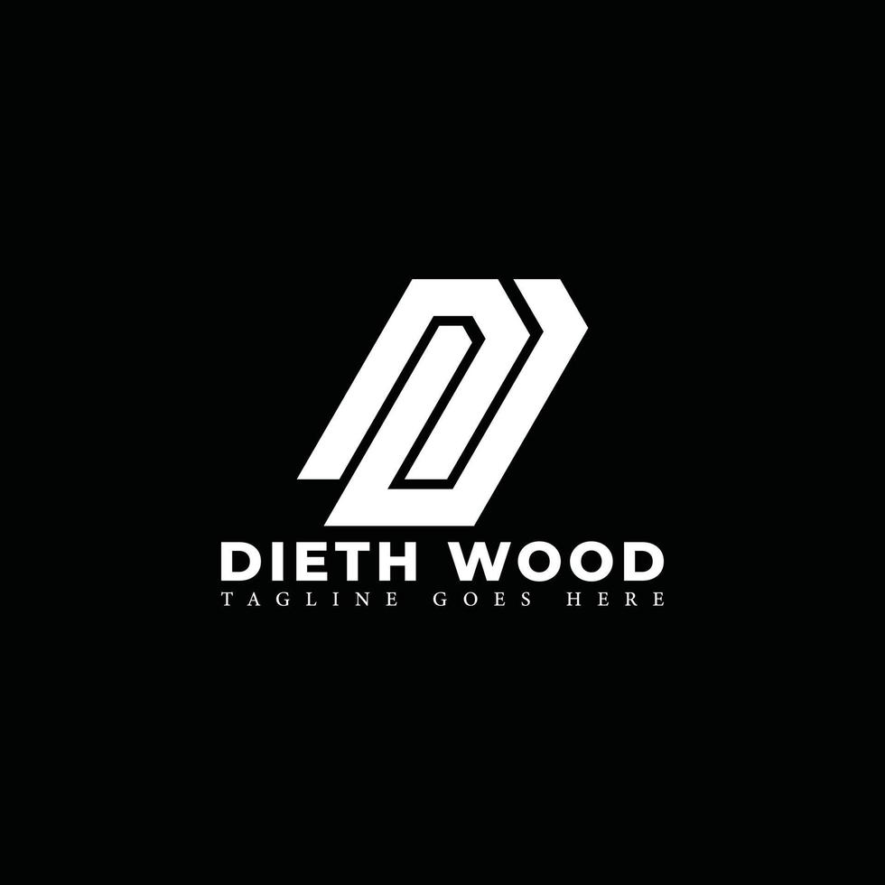 Abstract initial letter DW or WD logo in white color isolated in black background applied for home and kitchen brand logo also suitable for the brands or companies have initial name WD or DW. vector