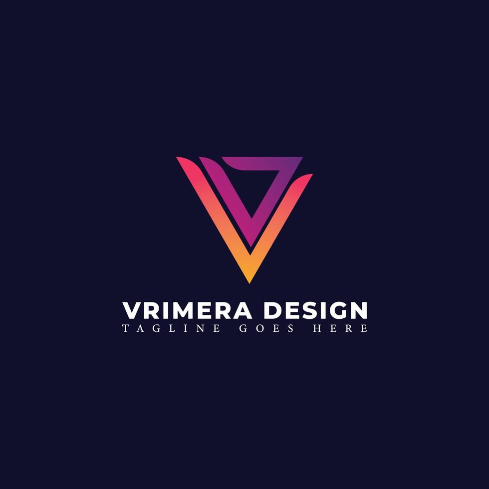 Abstract initial letter VD or DV logo in colorful gradient color isolated in navy background applied for video and photo services provider logo also suitable for the brands or companies vector