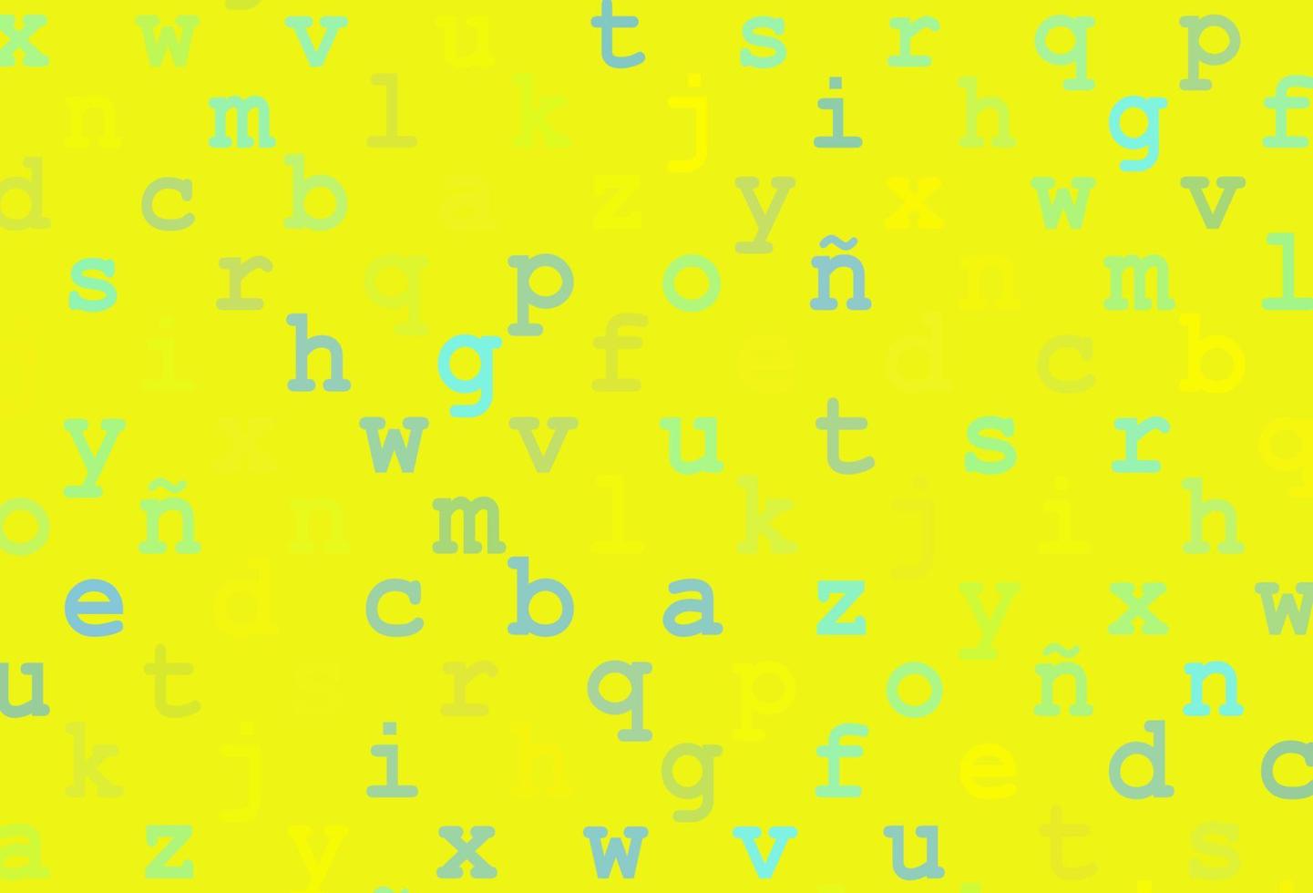 Light green, yellow vector cover with english symbols.