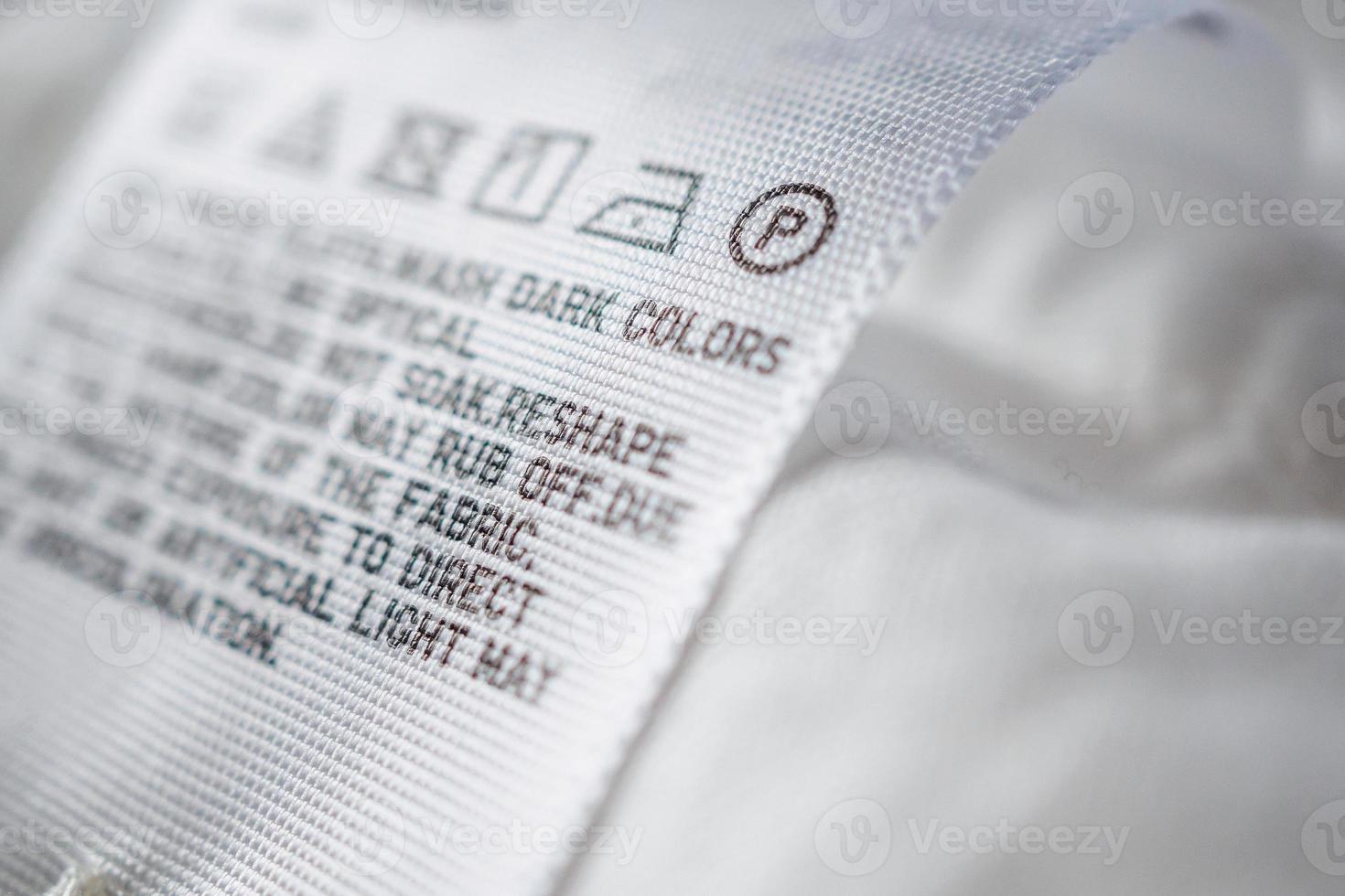Cloth label tag with laundry care instructions photo