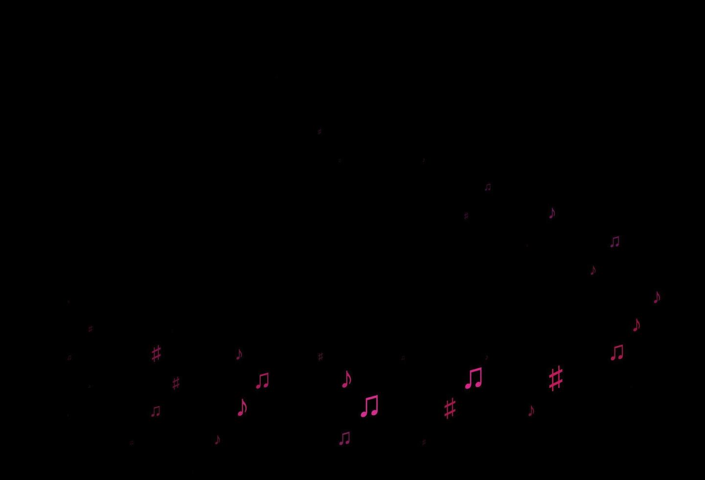 Dark Pink vector background with music symbols.