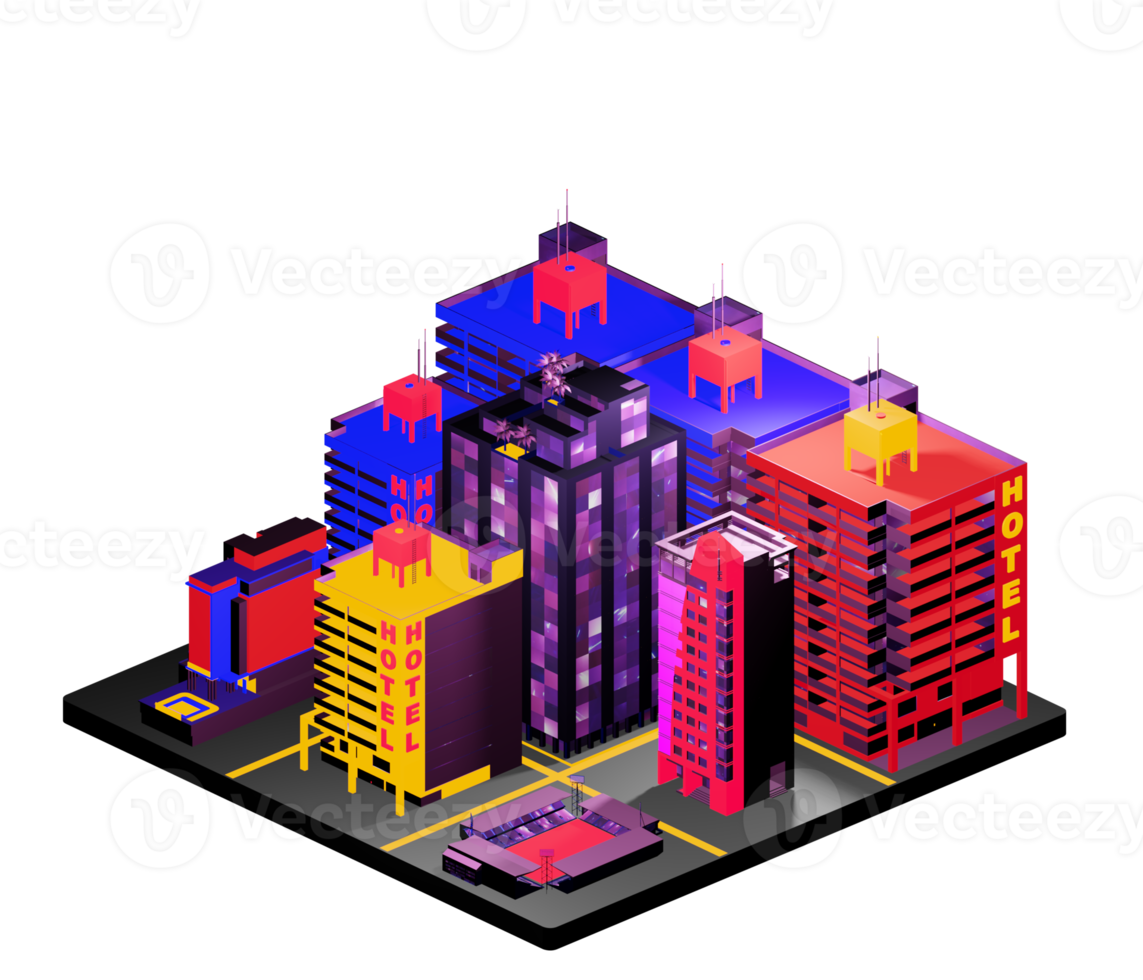 Isometric building arrangement png