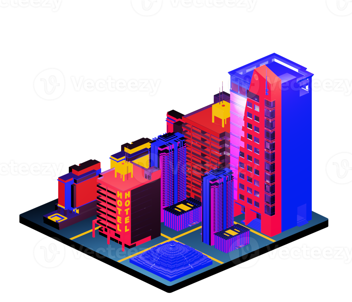 Isometric building arrangement png