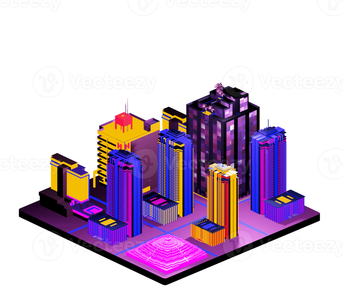 Isometric building arrangement png