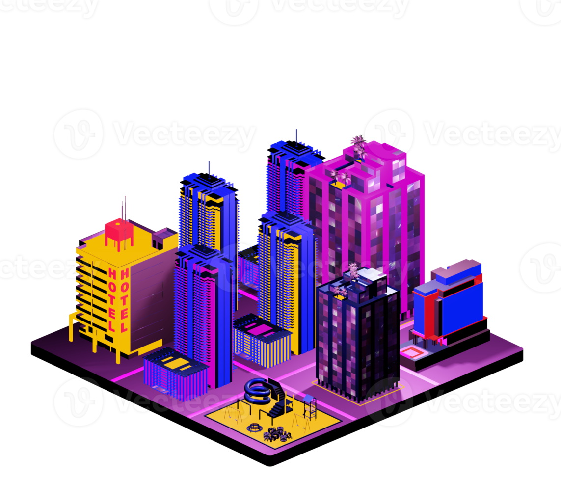 Isometric building arrangement png