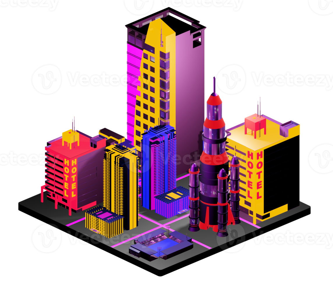 Isometric building in retro style png