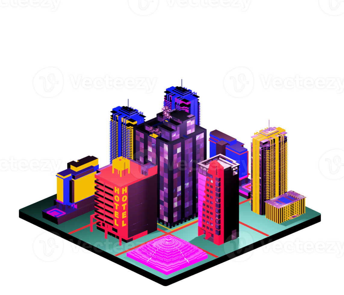 Isometric building arrangement png