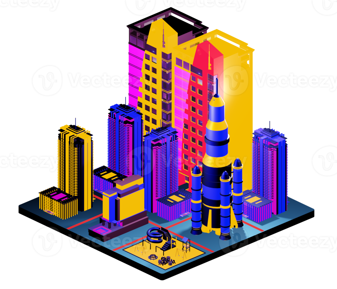 Isometric building arrangement png