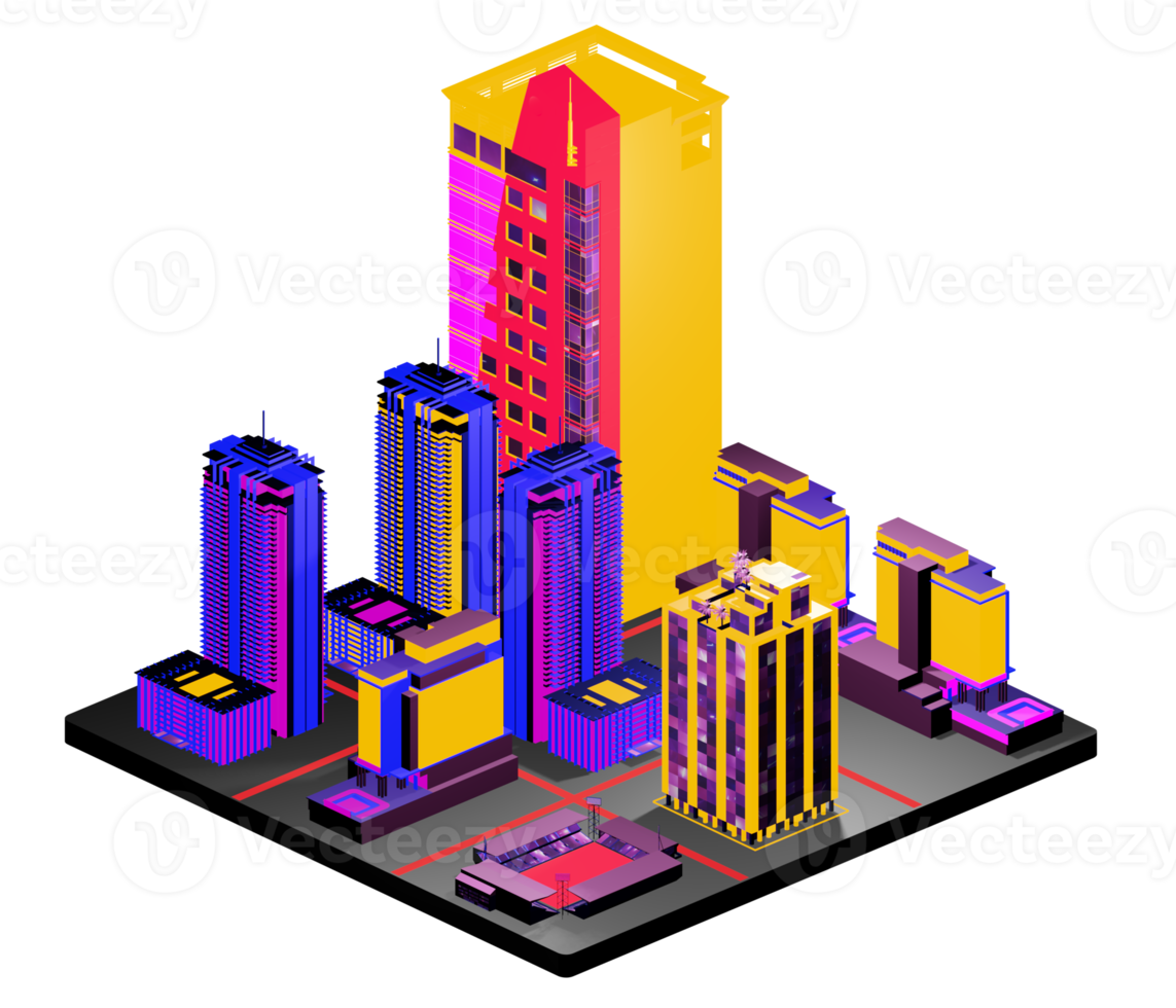Retro isometric building png