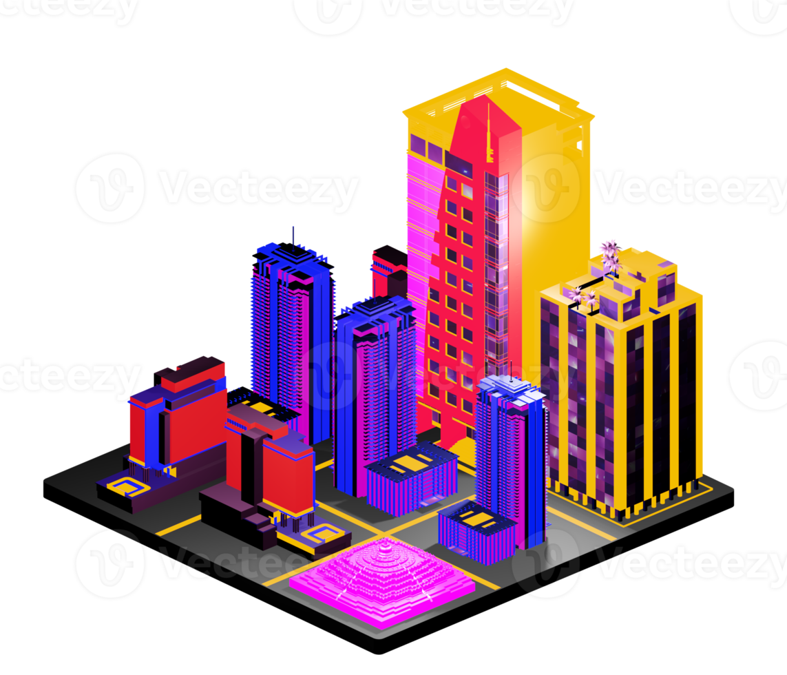 Retro isometric building png