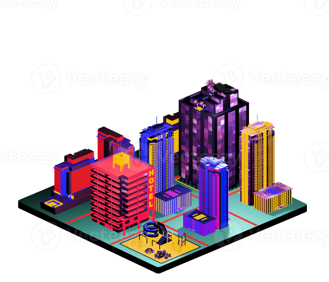 Isometric building in retro style png