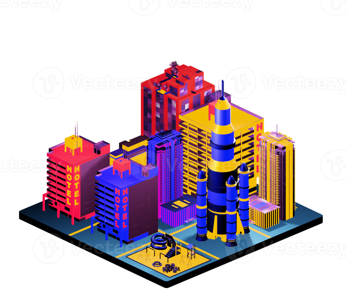 Isometric building arrangement png