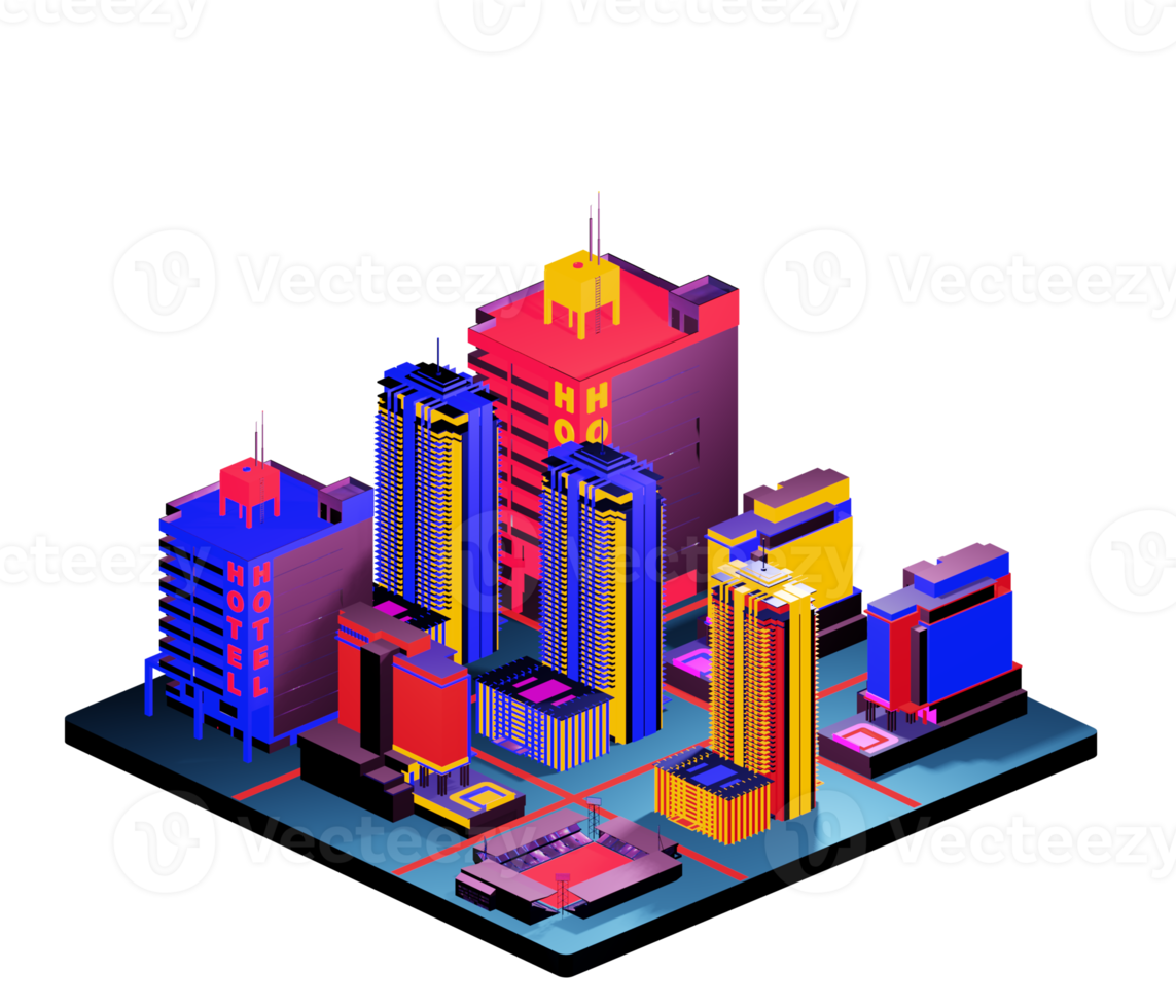 Isometric building arrangement png