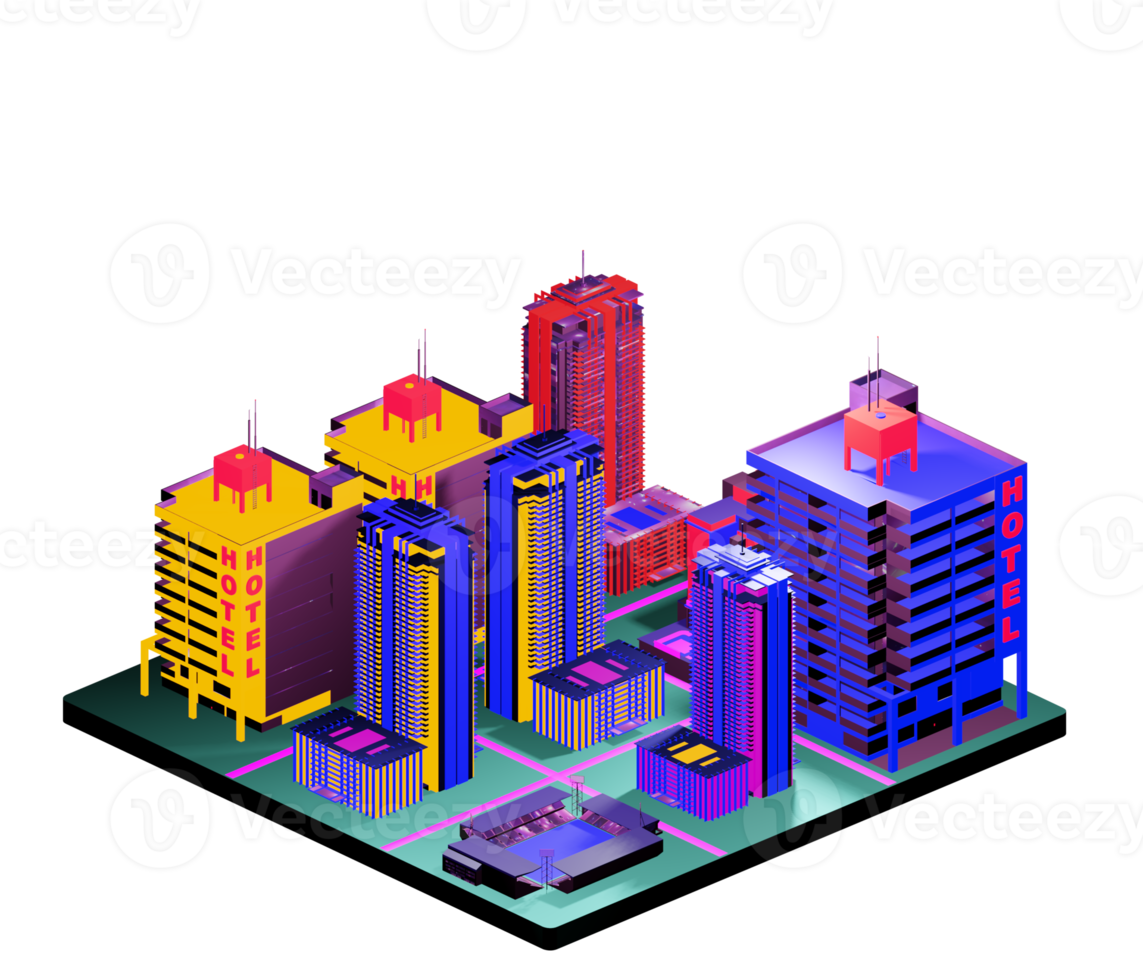 Isometric building arrangement png