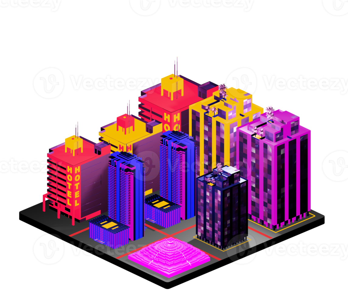 Isometric building in retro style png