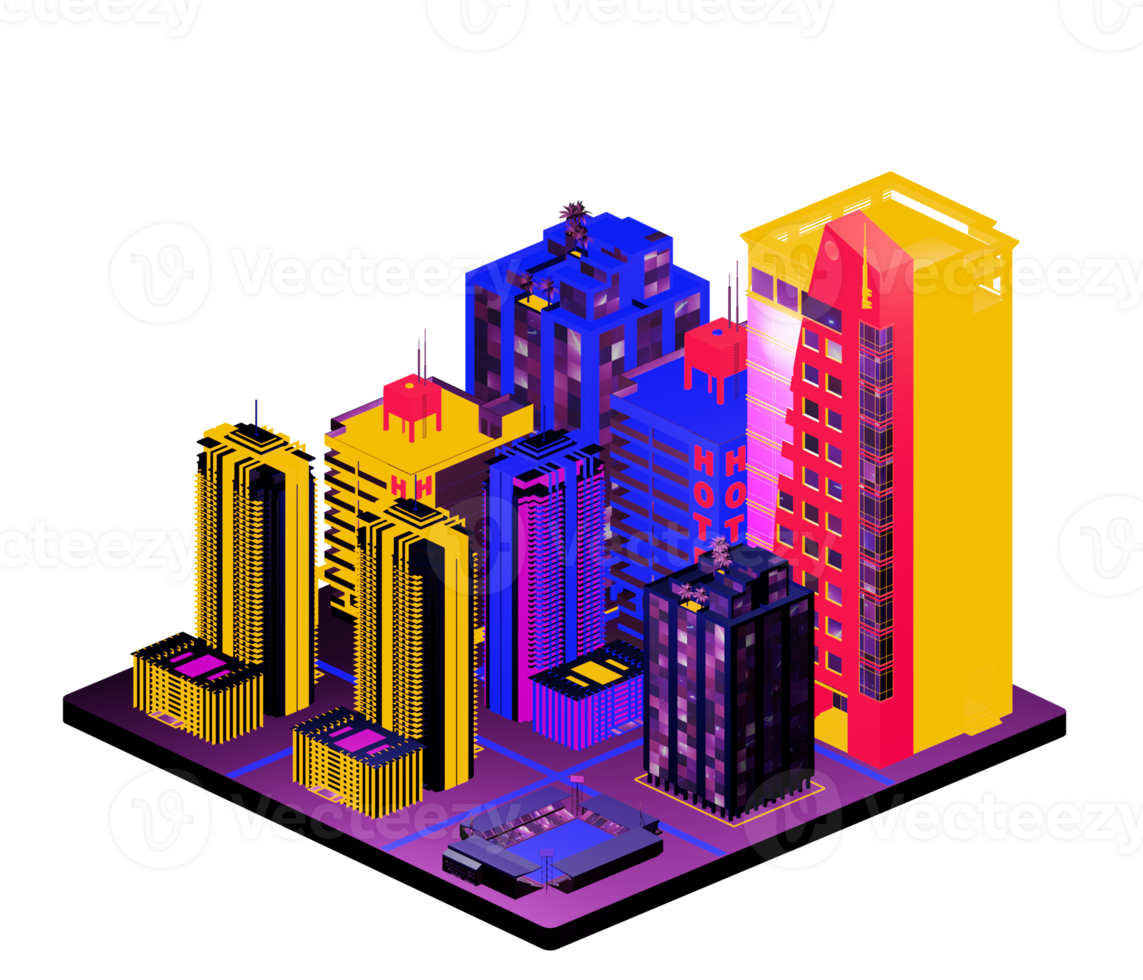 Isometric building arrangement png