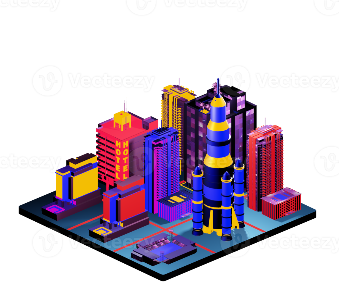 Isometric building in retro style png